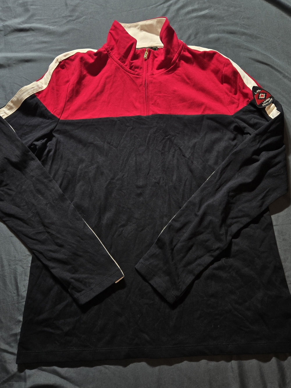 Womens NWT RALPH LAUREN Red and Black Half-Zip Light Pullover Golf Athletic